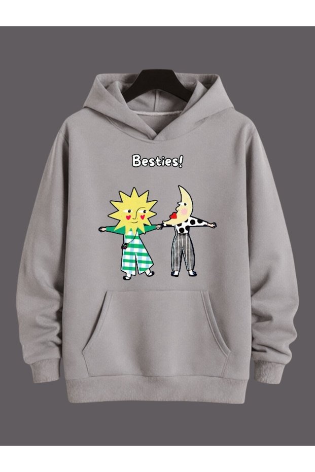Unisex Men/Women Bestie Colorful Custom Printed Cotton Oversize Hooded Sweatshirt