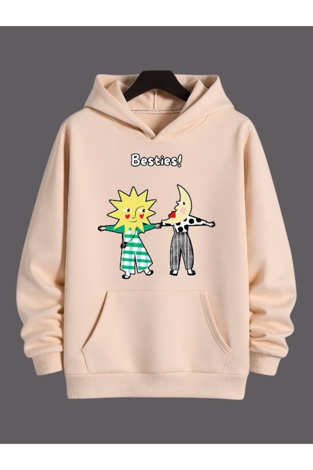 Unisex Men/Women Bestie Colorful Custom Printed Cotton Oversize Hooded Sweatshirt