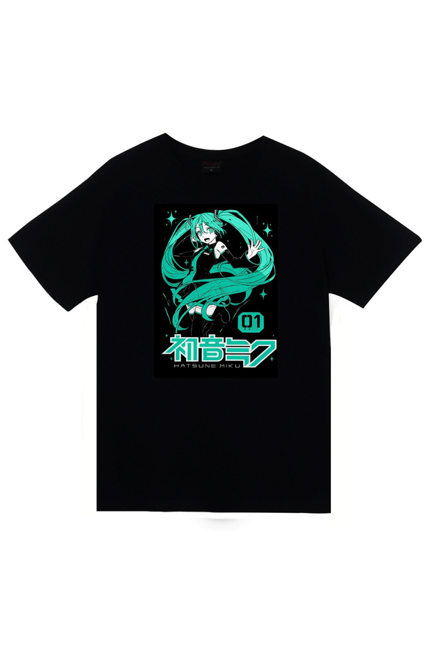 Hatsune Miku Anime Printed Unisex 100% Cotton Black T-Shirt
