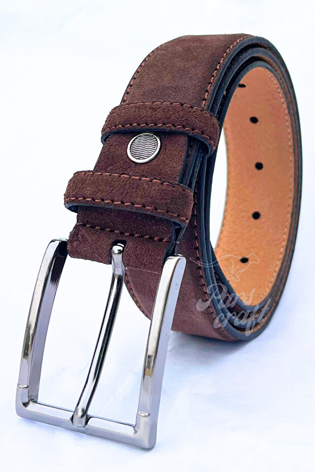 Genuine Suede Leather Men's Belt 3.5 cm Original Classic Fabric Trouser Belt