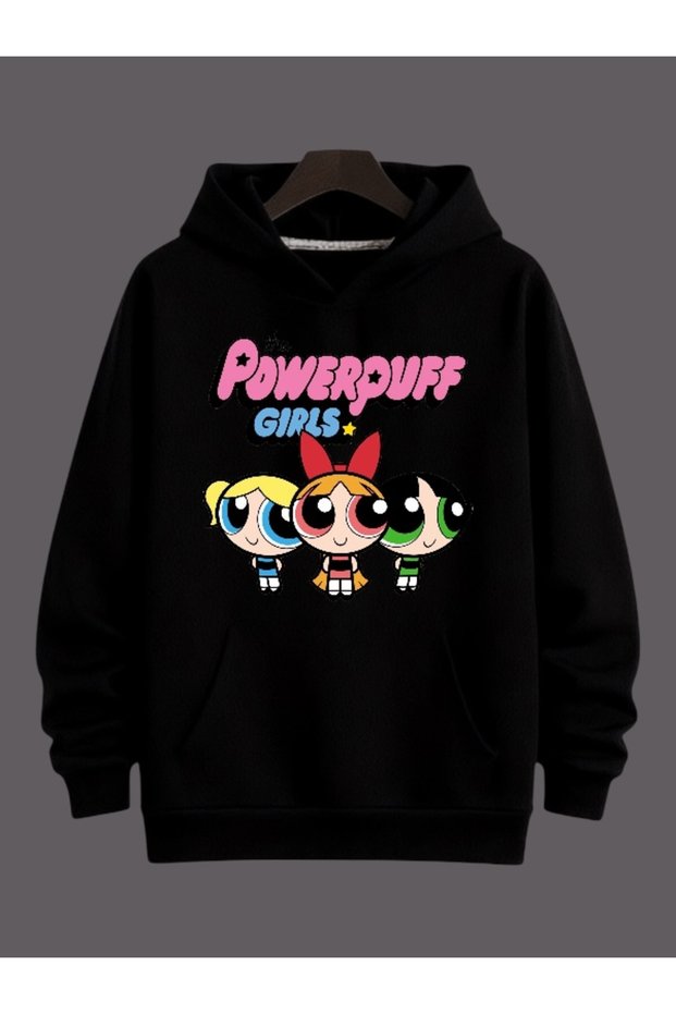 Unisex Powerpuff Girls Colorful Custom Printed Cotton Oversize Hooded Sweatshirt
