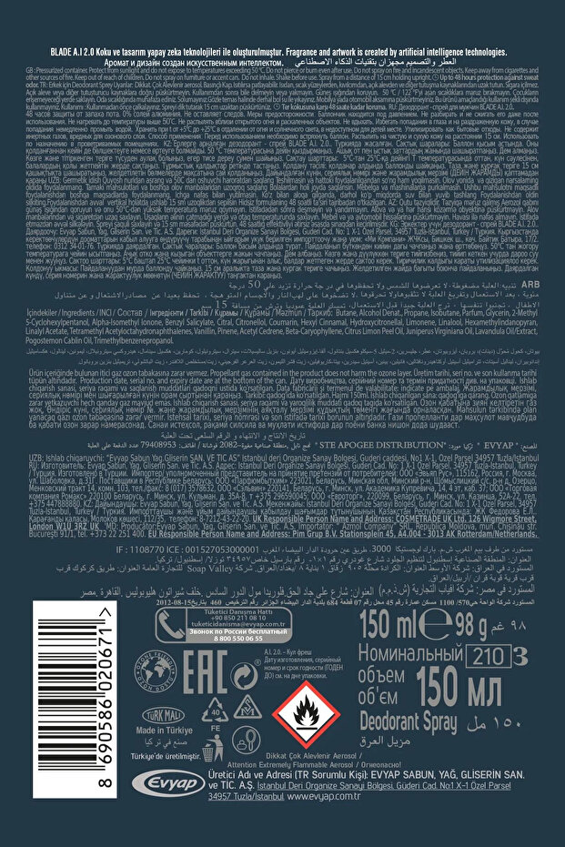 2 Adet Blade Artificial Intelligence 2.0 Deodorant 150ml - 6
