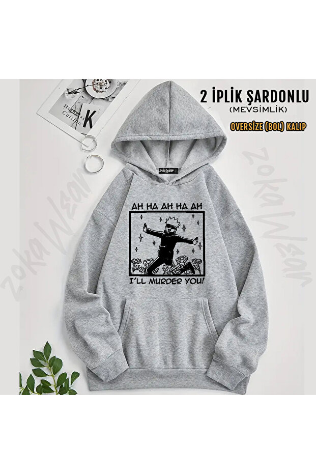 Jujutsu Kaisen Satoru Gojo Character Printed Hooded Oversize Sweatshirt (2 Thread)