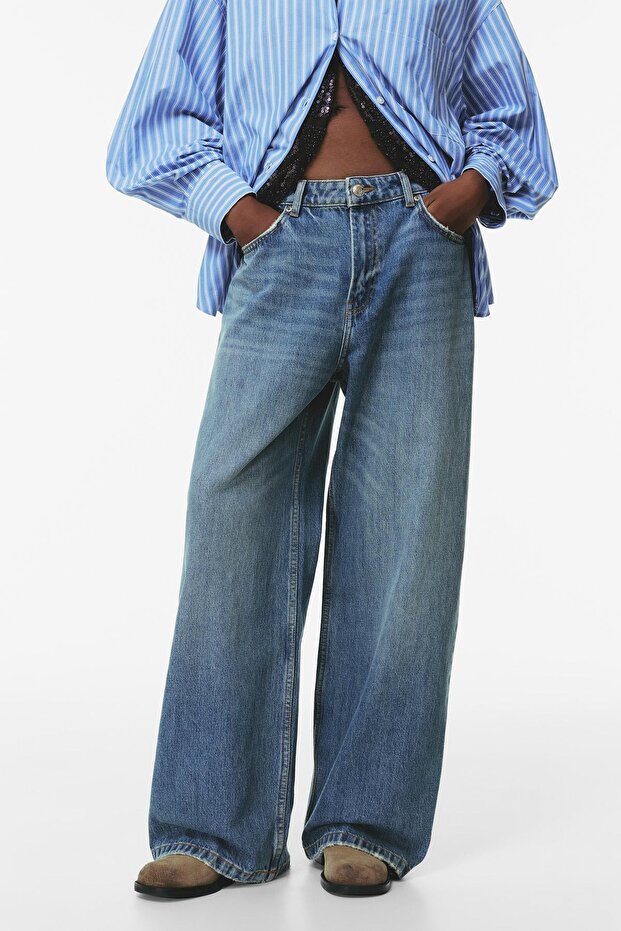 Orta bel baggy jean - 4