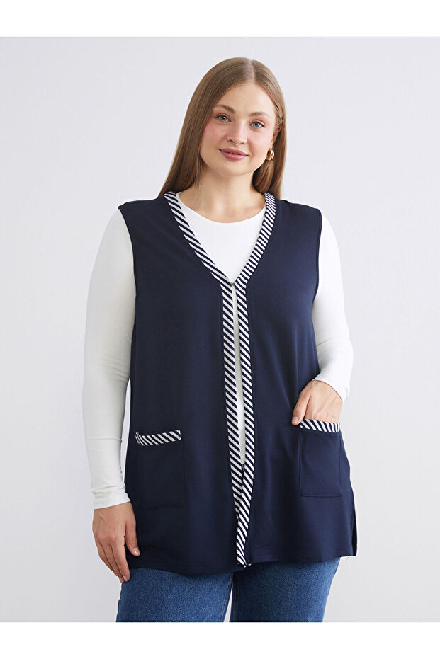 Lcw Grace V-Neck Striped Women's Vest (W5)