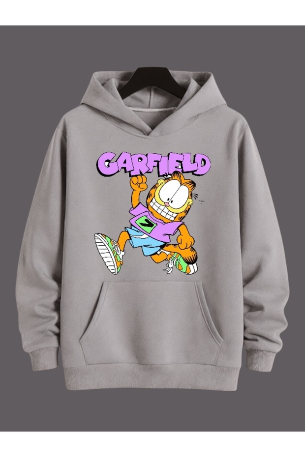 Unisex Garfield Colorful Custom Printed Cotton Oversize Hooded Sweatshirt