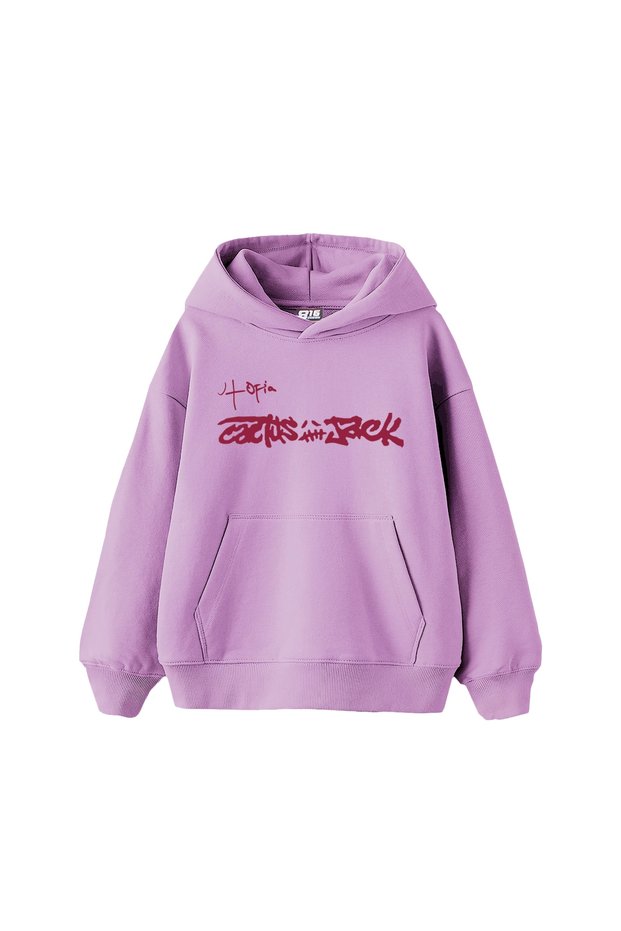 Utopia Cactus Jack Printed Oversize Unisex Purple Hoodie