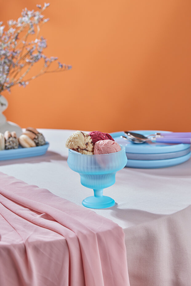 Abant Cam Dondurmalık ve Tatlı Bardağı Mavi - 4