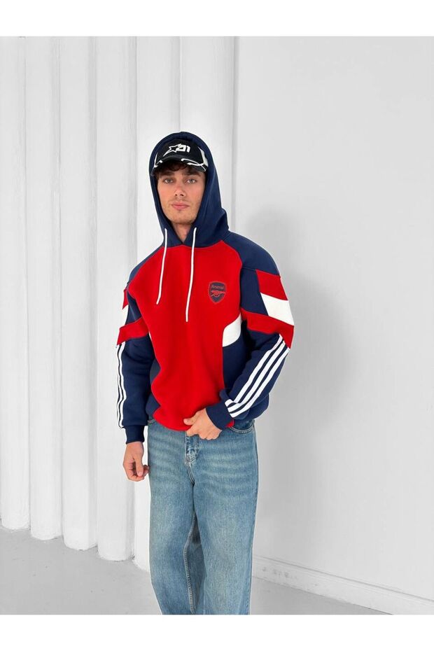 AFC Nakış Logo Oversize Kapşonlu Sweatshirt - 3