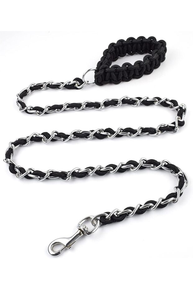 Çelik ve Krom Zincirli Köpek Gezdirme Tasması, Gezdirme İpi, Gezdirme Kayışı - 1