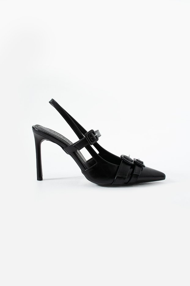 Aveline Women's Buckle Detailed Heeled Shoes Black