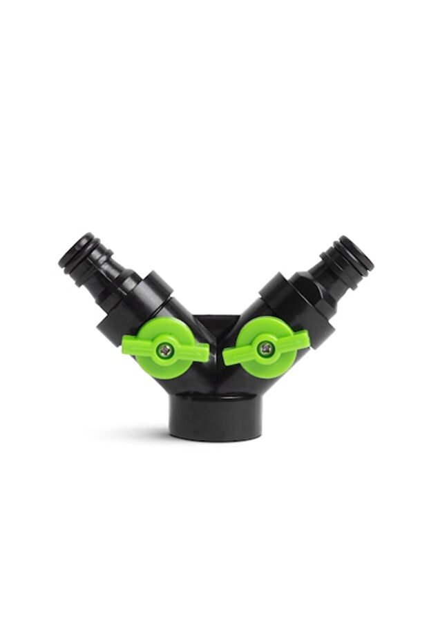Y Hose Connector Distributor with Threaded Tap, Green/Black - 1