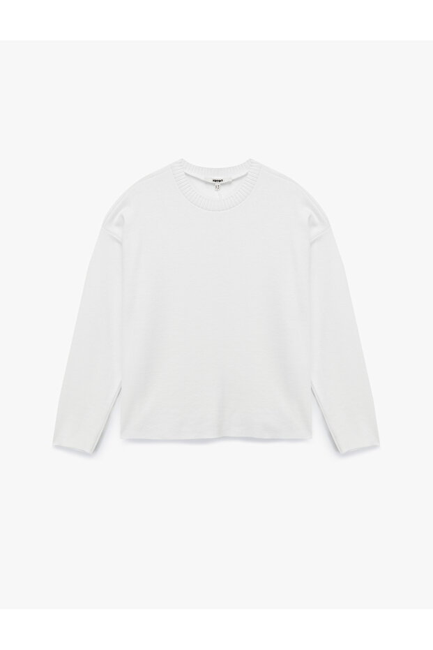 Uzun Kollu Bisiklet Yaka Basic Sweatshirt - 1