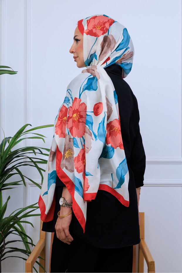 BOTANİK ÇİÇEKLER DESENLİ DİJİTAL SOFT ŞAL - 5