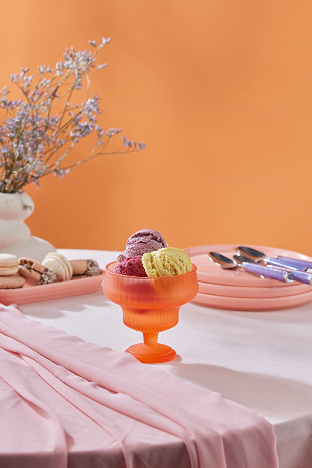 Abant Cam Dondurmalık ve Tatlı Bardağı Turuncu - 1