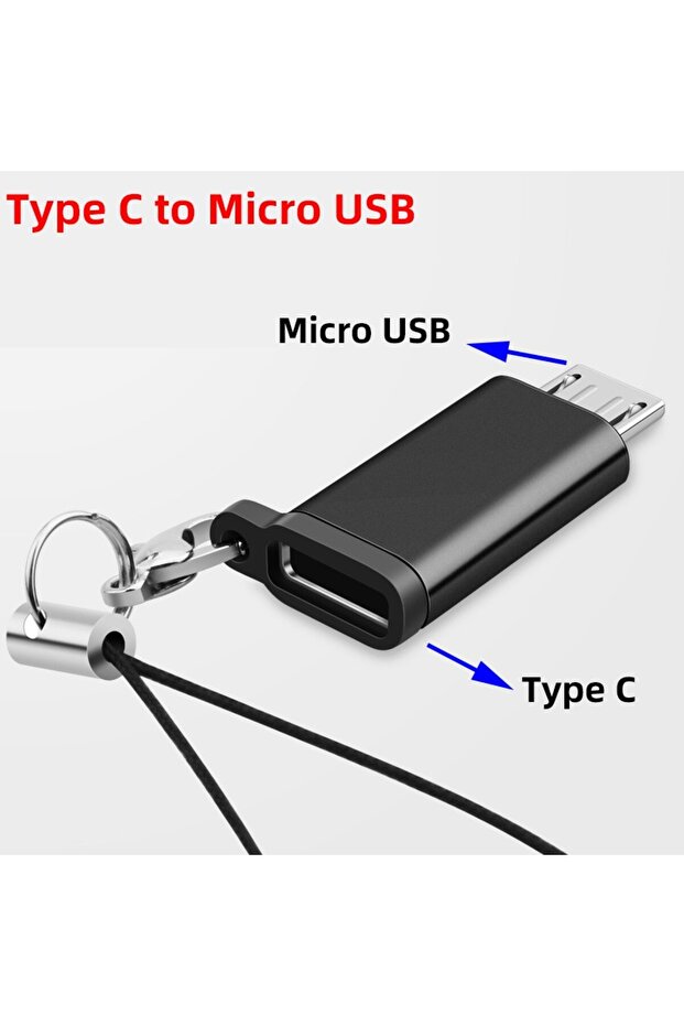 Type C to micro USB Adapter with Keychain - 8