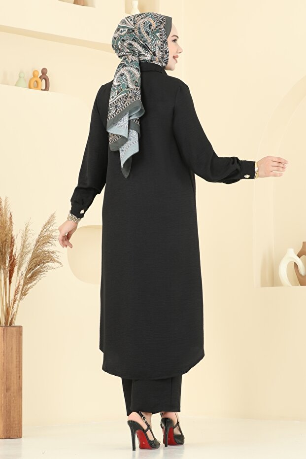 Nervür Detaylı Sofia Takım 3158HBS856-MS Siyah - 5