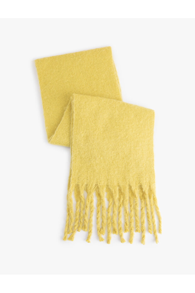 Soft Textured Tasseled Long Scarf