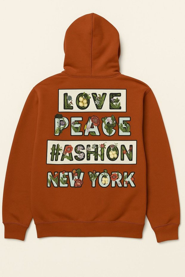 New York Slogan Floral Print Hooded Sweatshirt – Unisex Streetwear
