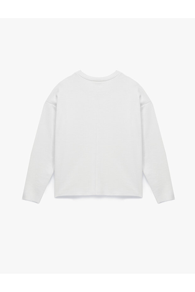 Uzun Kollu Bisiklet Yaka Basic Sweatshirt - 2