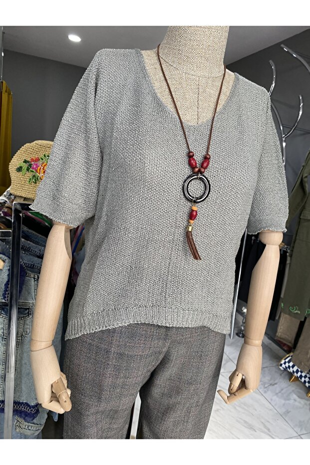 İthal ipek merserize bluz - 4