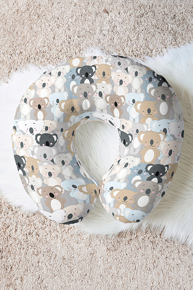 Cute Koala Pattern Neck Pillow - Pastel Colors Cotton Kids & Adult Travel Pillow