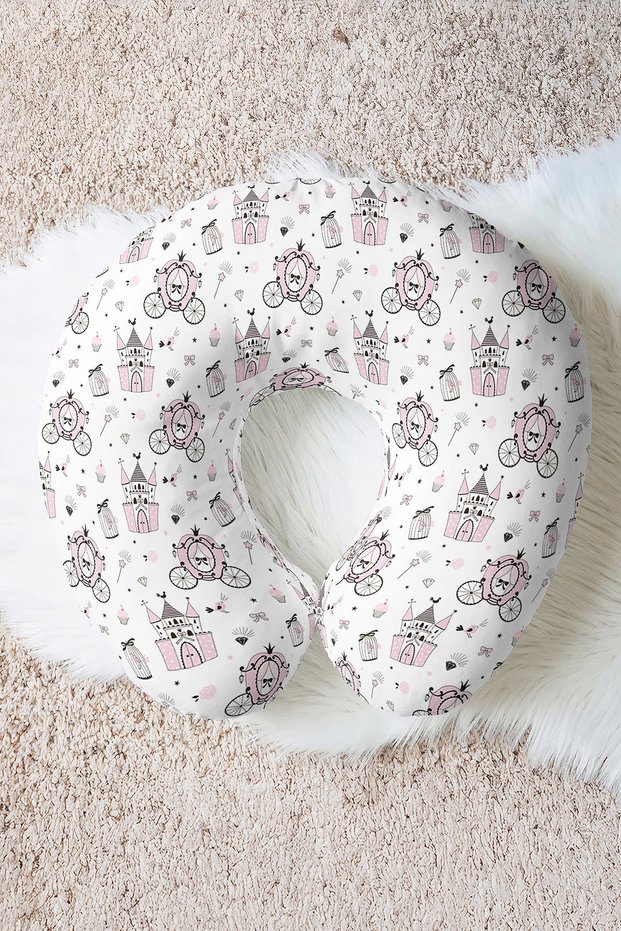 Princess Carriage Cotton Neck Pillow - Fairytale Pink White Kids & Adult Travel Pillow