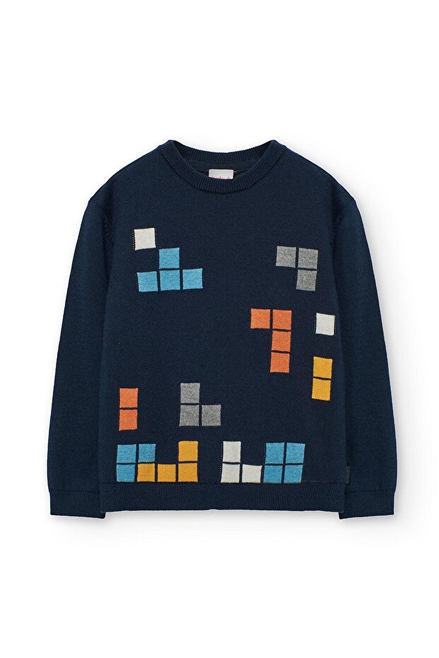 Erkek Çocuk Desenli Kazak - 1