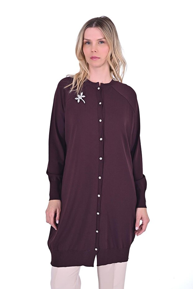 Yusufcuk Knitwear Cardigan Mürdüm