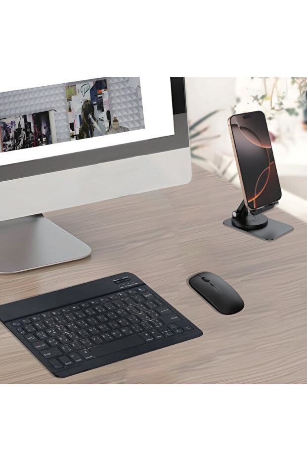 TEN PLUS 3-in-1 Keyboard, Mouse, and Phone Holder - Fast and Convenient Wireless Bluetooth Connection - 3