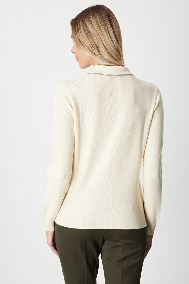 Taş İşlemeli Triko Hırka - 5