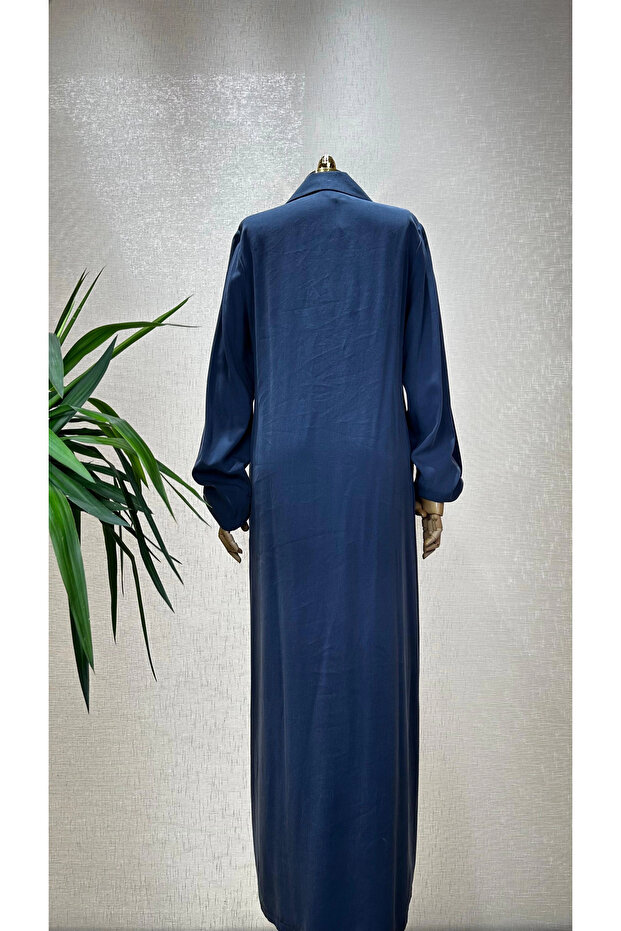İndigo Renk Elbise - 3