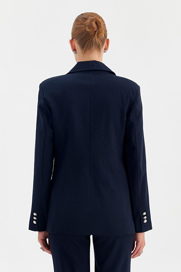 Çift Gümüş Düğmeli Ceket - 5