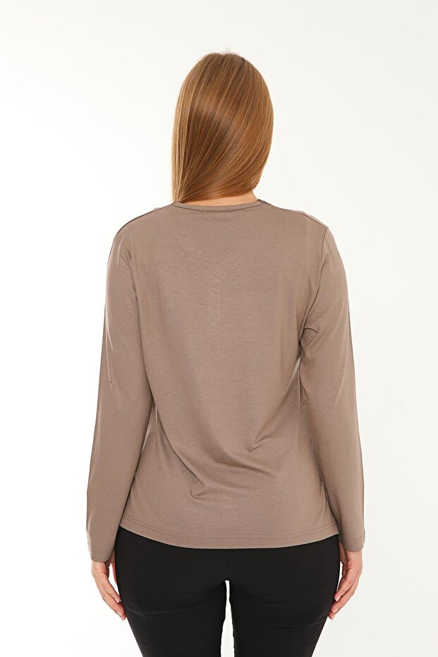 بلوزة ميرسيريزد بياقة على شكل حرف V - 5