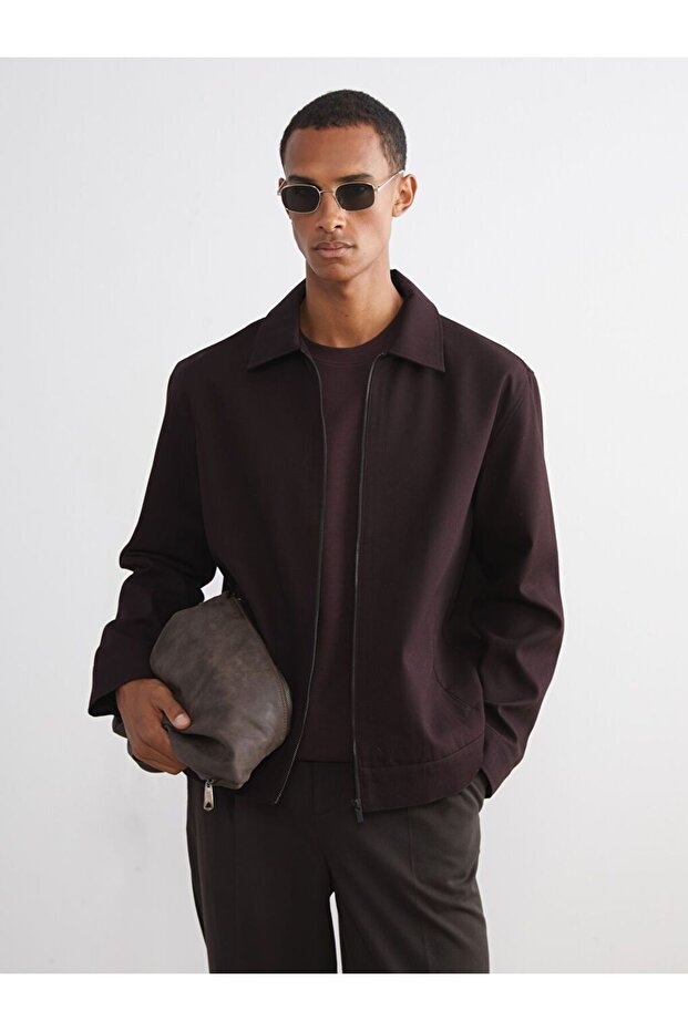 Lcw Vision Plum Shirt Collar Men's Jacket