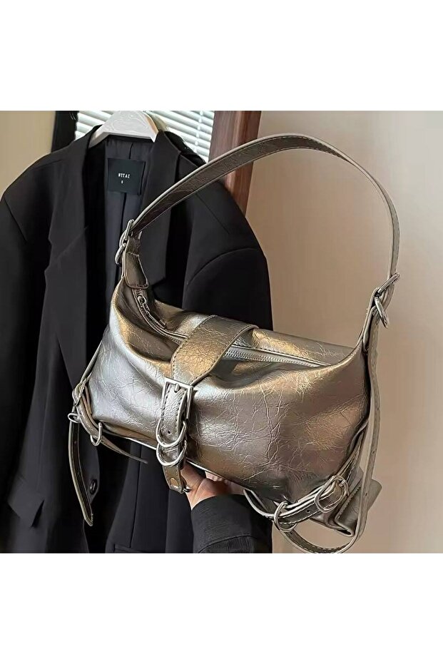 Vintage Fashion Women's Shoulder and Arm Bag with Adjustable Belt