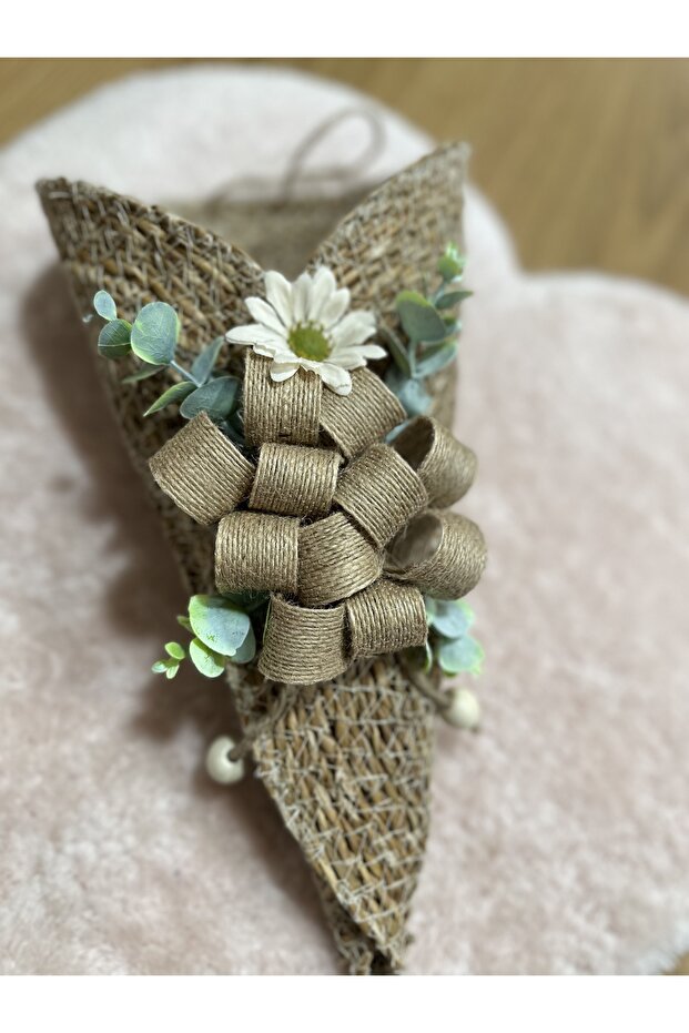 Bombeli Model Kapı Sepeti Hasır Sepet Kapı Süsü - 4