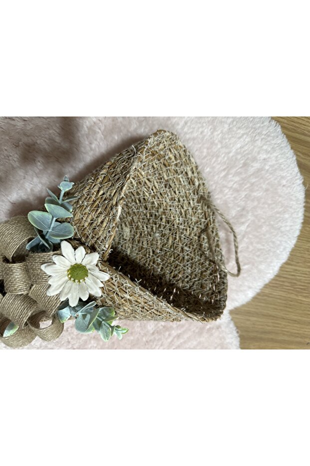 Bombeli Model Kapı Sepeti Hasır Sepet Kapı Süsü - 2