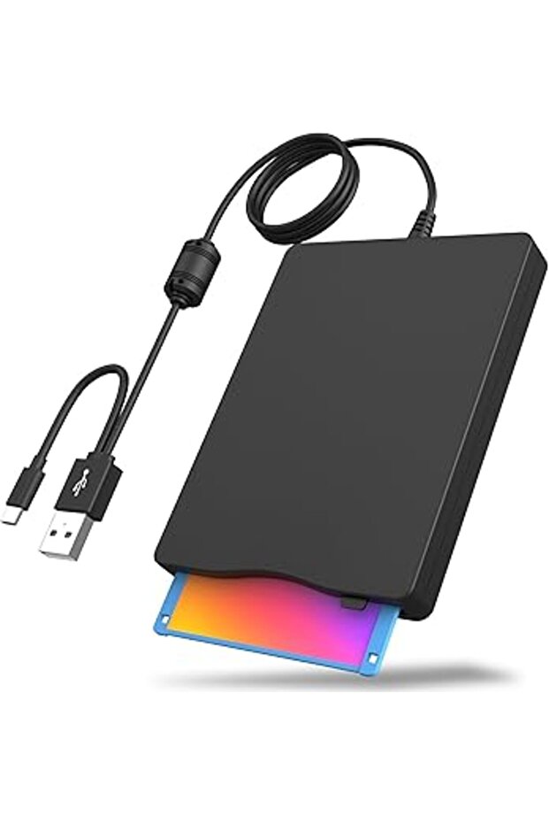 قارئ الأقراص المرنة - محرك أقراص خارجي مقاس 3.5 بوصة مزود بمنفذ USB Type-C، محمول ومتوافق مع أجهزة الكمبيوتر التي تعمل بنظام Windows - 1