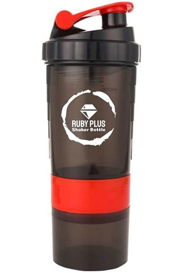 Protein Shaker Bottle, 500ml, Leakproof Design with Multi-Layer Storage for Supplements and Pills -