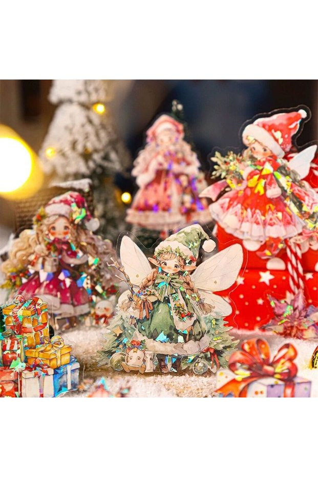 P16-15 Pieces Hologram Christmas Girl Pet Sticker - Number : 2