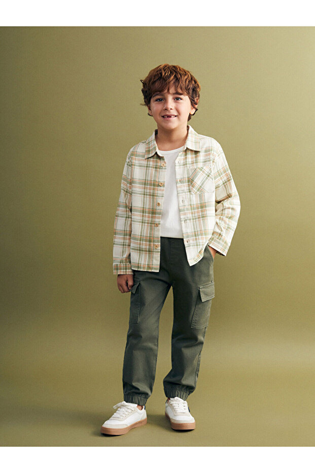 LCW KidsYeşil Rahat Kalıp Ekose Erkek Çocuk Oduncu Gömlek - 4