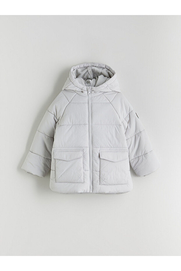 Gray Hooded lined boys' jacket from uzg store