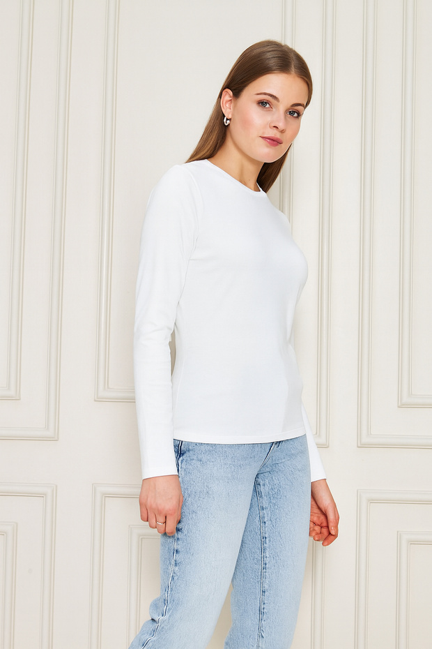 BİSİKLET YAKA UZUNKOL BASİC T-SHİRT - 5