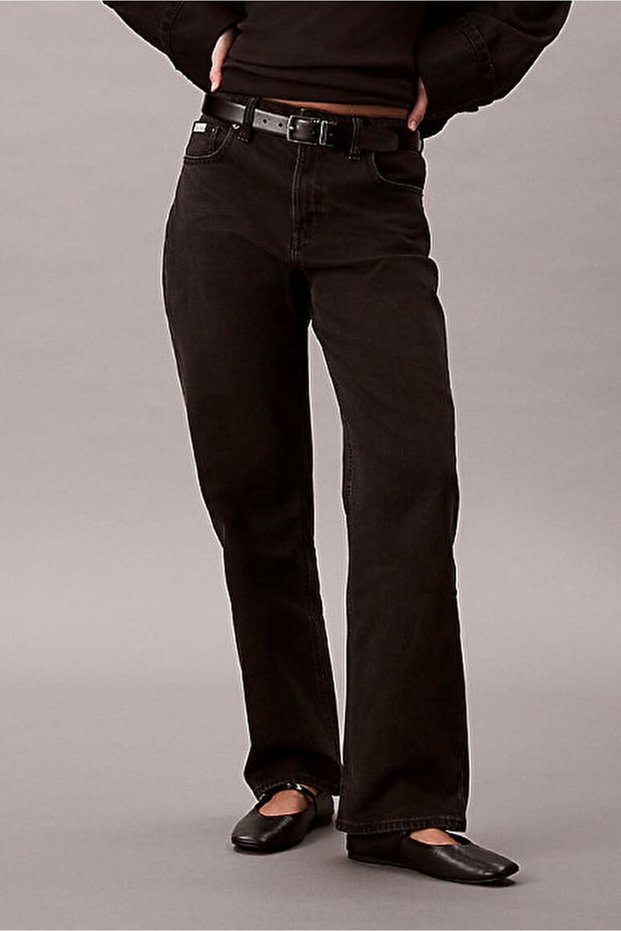 Women's High-Waist Straight-Leg Jeans - Black