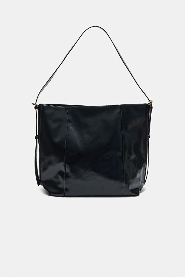 Suni deri bucket çanta - 1