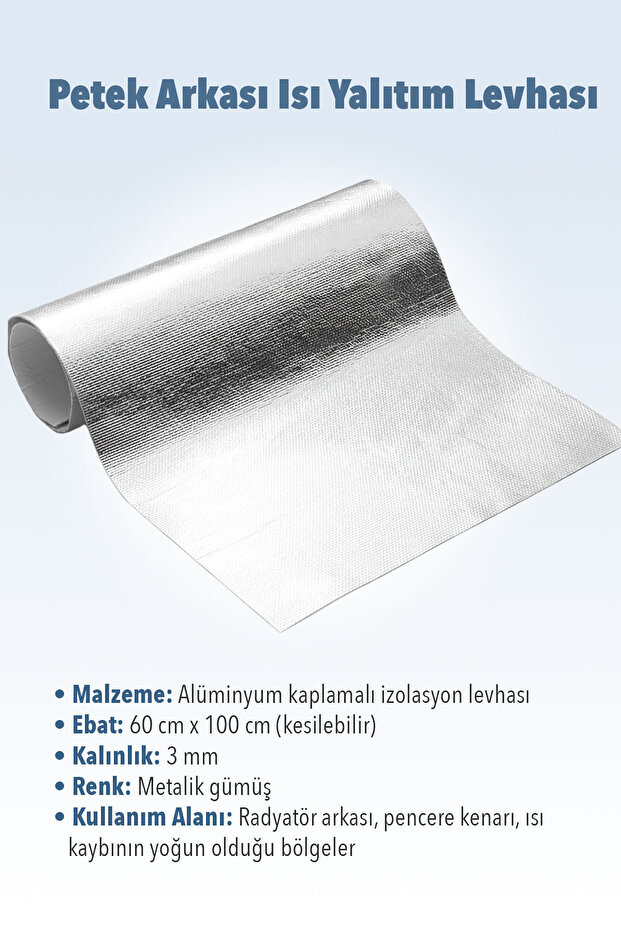 5 ADET Petek Kalorifer Radyatör Arkası Folyolu Plaka Isı Yalıtım Levhası Şilte - 3