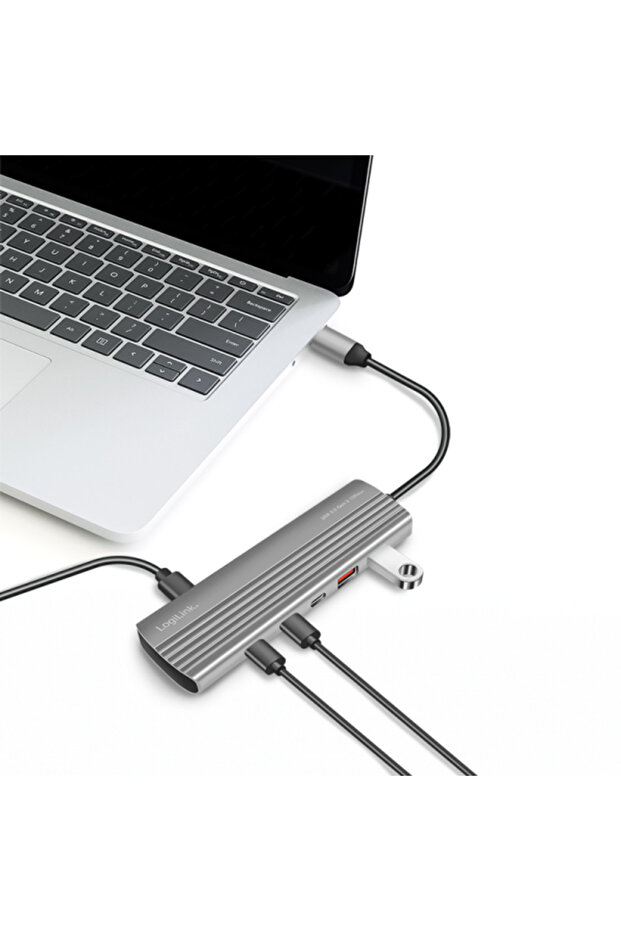 HUB extern, LOGILINK, USB-A 2.0 x 2, USB Tip-C x 8, conexiune prin USB 3.2 Tip C, PD 100W, gri - 4