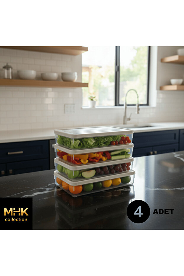 حاوية تخزين مستطيلة بغطاء بلاستيكي 1 لتر - 1