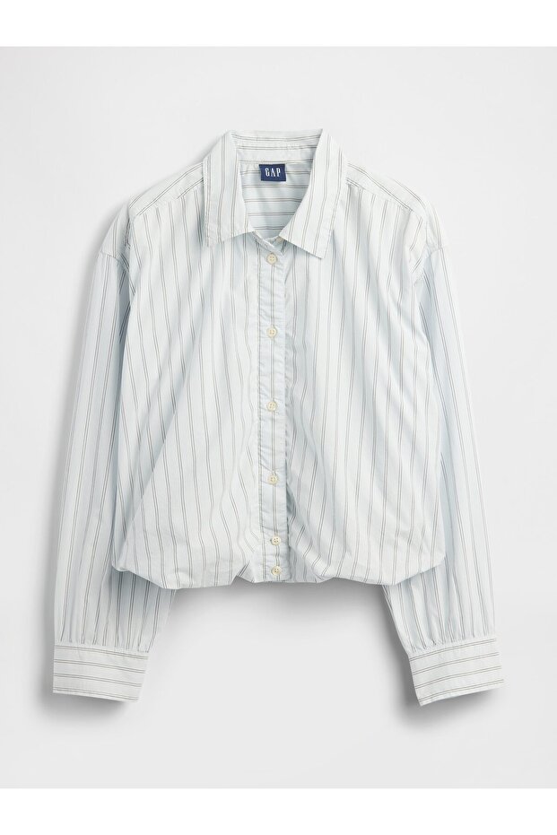 Kadın Açık Mavi Bubble Hem Gömlek - 2